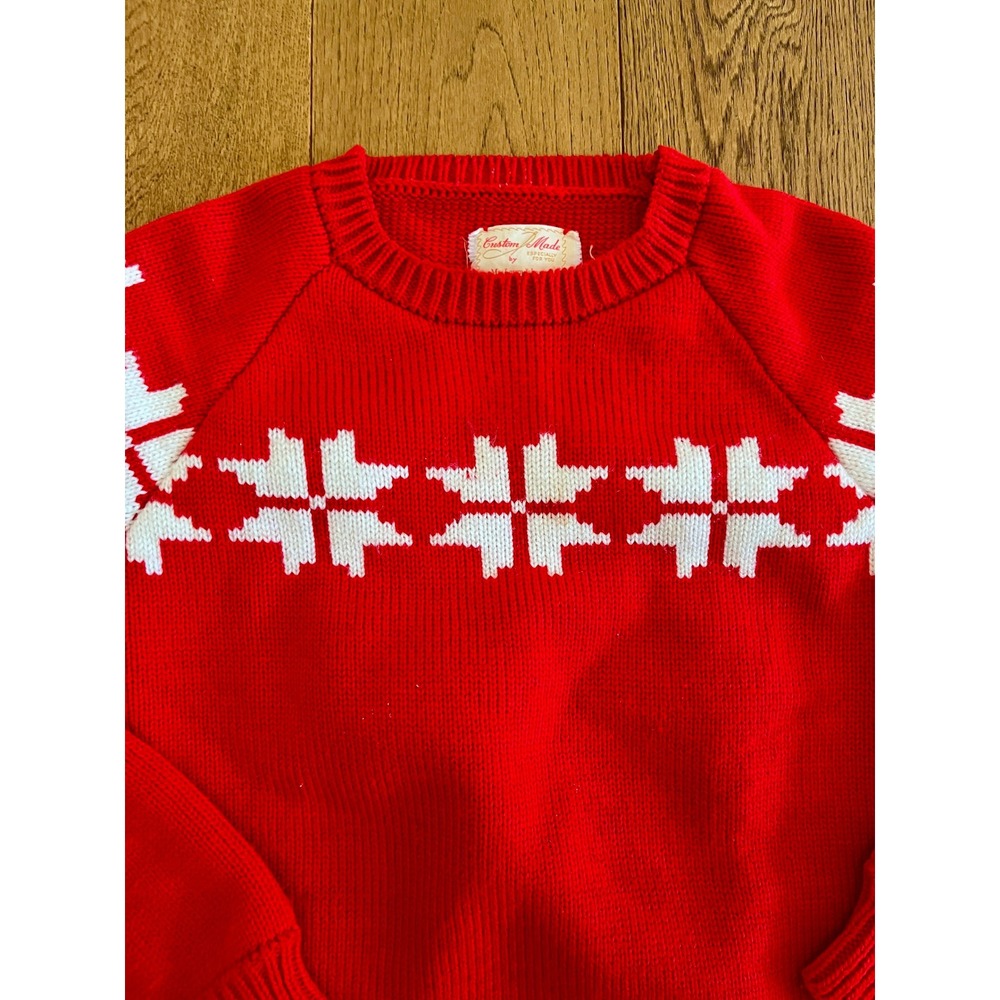 Vintage Handmade Nordic Snowflake Chunky Knit Sweater M